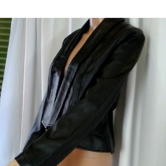 Jessica London Women’s 100% Leather cropped open front coat jacket #107444 - Picture 1 of 12